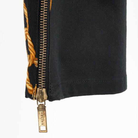 Celine SS/04 Black Chain-Motif Cotton Twill Skinny Pants - Picture 7 of 10